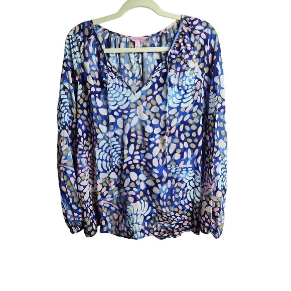 Lilly Pullitzer popover relaxed tunic blouse sz m beach boho summer lightweight - Picture 1 of 7